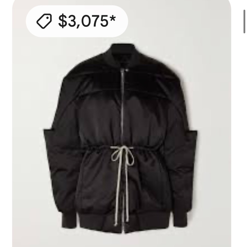 Rick Owens Black Bomber Down jacket with Ribbed Details! Like new!